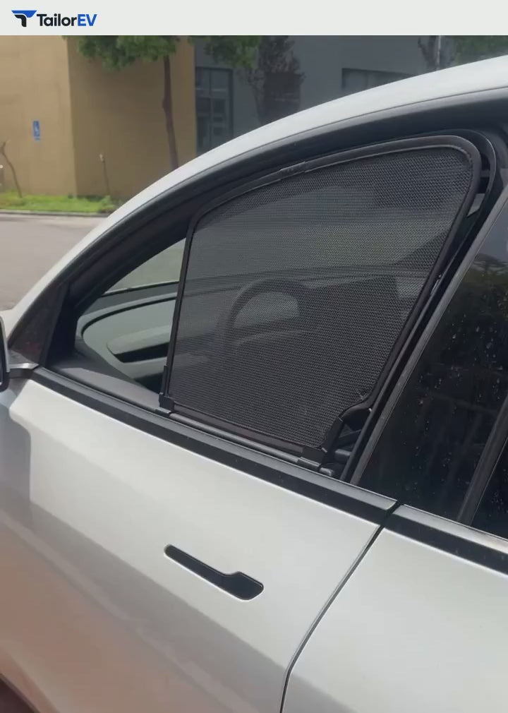 Frameless Mesh Window Sunshades for Tesla Model 3, Y, X & Y L English product video