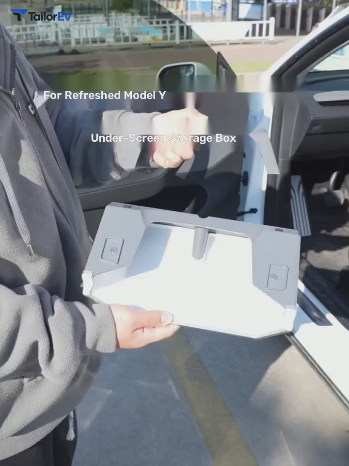 3W Magnetic Screen Storage Box for Tesla Model 3/Y/Y L English product video with transparent TailorEV branding