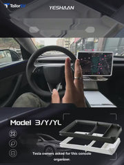 YESHAAN Center Console Organizer for Tesla Model 3/Y/Y L English product video with transparent TailorEV branding