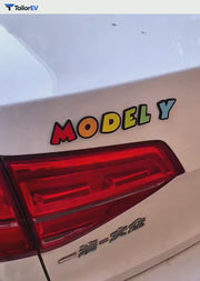 Colorful 3D Acrylic Letter Badges for Tesla Model 3 & Y English product video