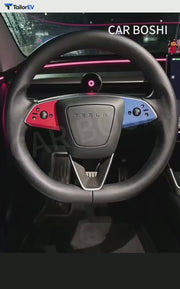 Suede Steering Wheel Trim Stickers for Tesla Model 3 & Y English product video