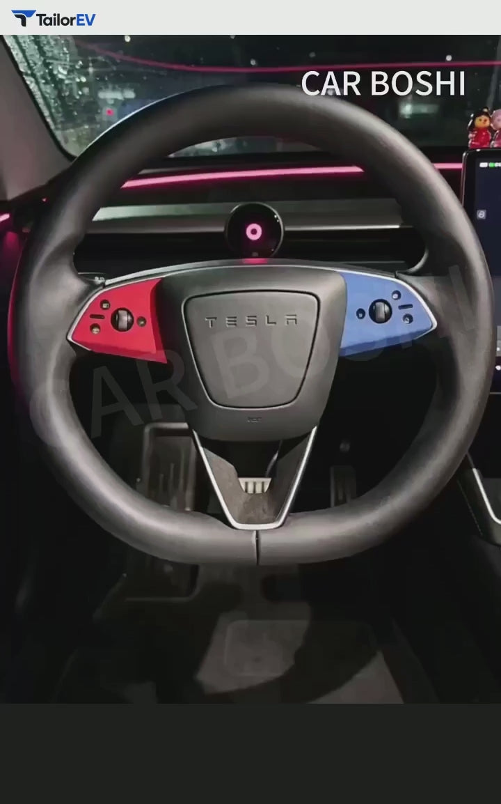 Suede Steering Wheel Trim Stickers for Tesla Model 3 & Y English product video