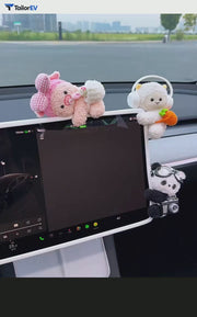 Plush Animal Screen Decorations for Tesla & Car Interiors English product video