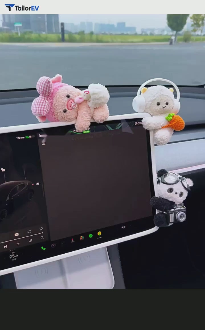 Plush Animal Screen Decorations for Tesla & Car Interiors English product video