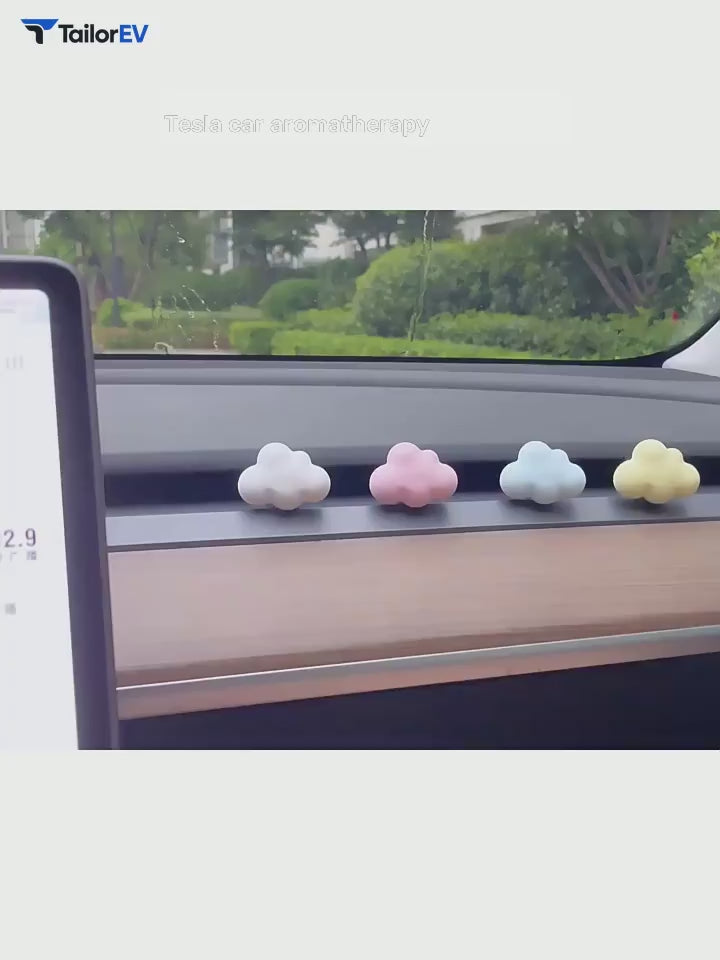 DIY Cloud Air Vent Car Diffuser with Fragrance Oil English product video with transparent TailorEV branding