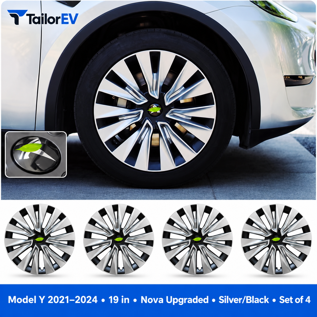 Tesla Model Y & Model 3 Full-Cover Wheel Caps, 4-Pack — photo 3