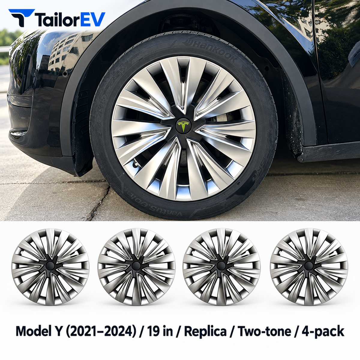 Tesla Model Y & Model 3 Full-Cover Wheel Caps, 4-Pack — photo 4