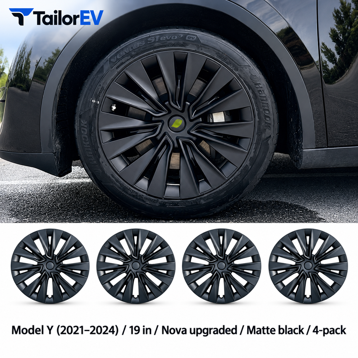 Tesla Model Y & Model 3 Full-Cover Wheel Caps, 4-Pack — photo 5