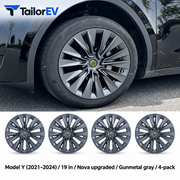Tesla Model Y & Model 3 Full-Cover Wheel Caps, 4-Pack
