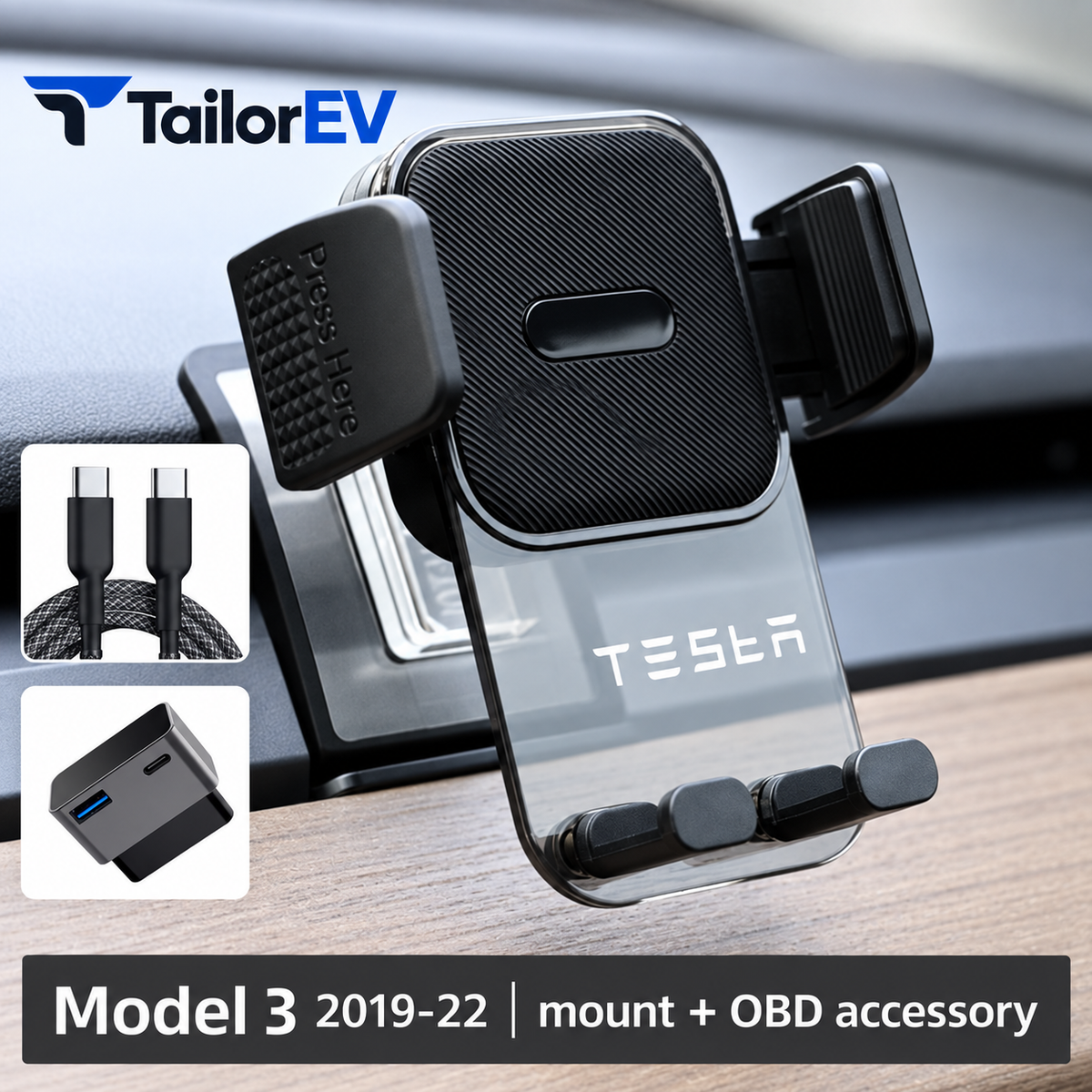 Tesla Model 3 / Y / Y L Insert Phone Mount — photo 9