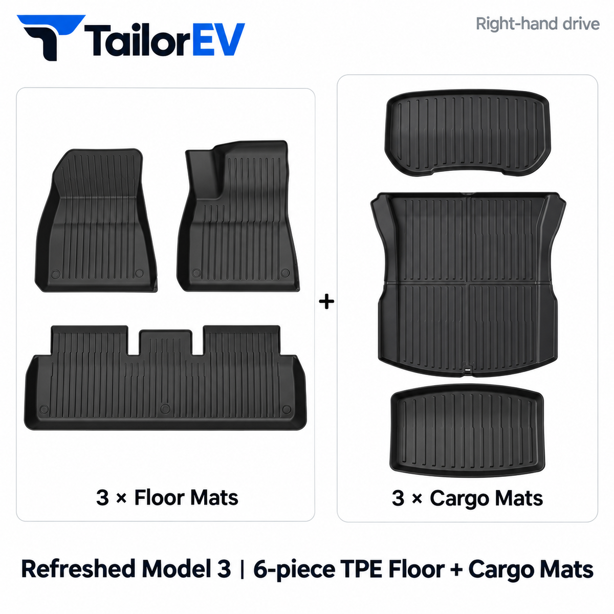 Tesla Right-Hand-Drive TPE Floor & Cargo Mats — photo 14