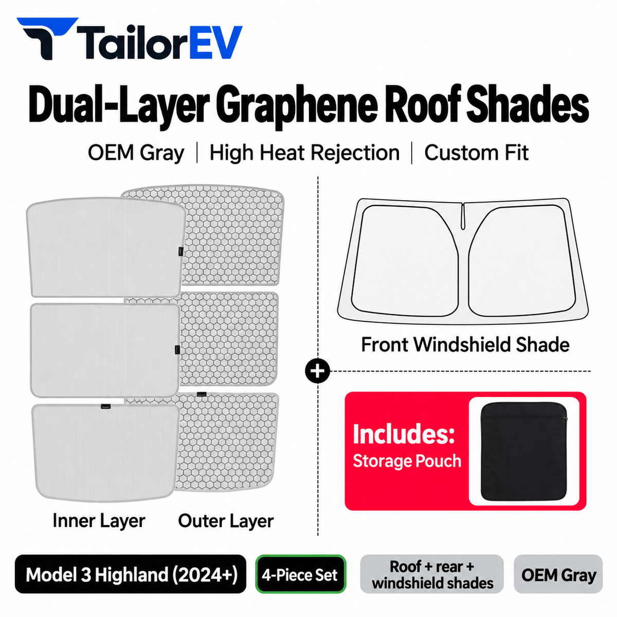 Tesla Model Y / Model Y L / Model 3 Panoramic Roof Sunshade Kit — photo 13