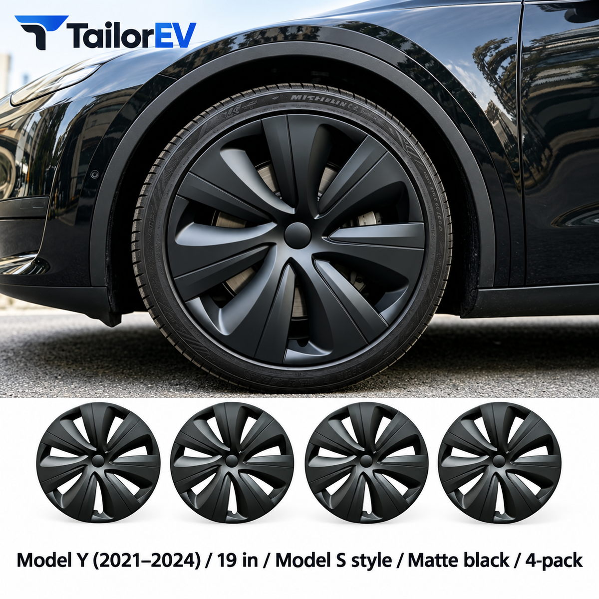 Tesla Model Y & Model 3 Full-Cover Wheel Caps, 4-Pack — photo 17