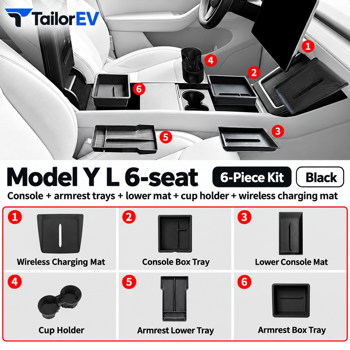 Tesla Model Y / Model Y L / Model 3 Center Console Organizer & Tray Bundles — photo 17