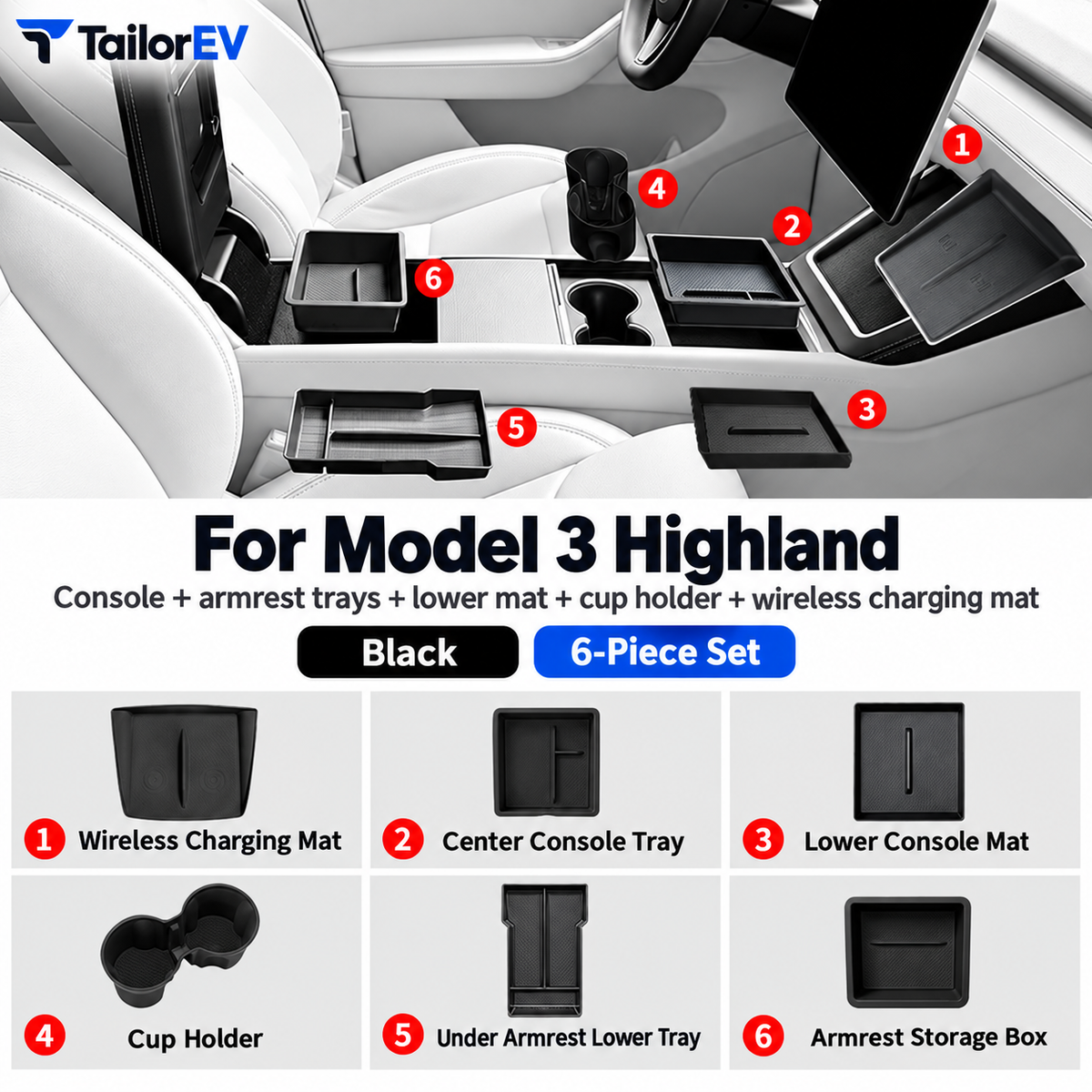 Tesla Model Y / Model Y L / Model 3 Center Console Organizer & Tray Bundles — photo 18