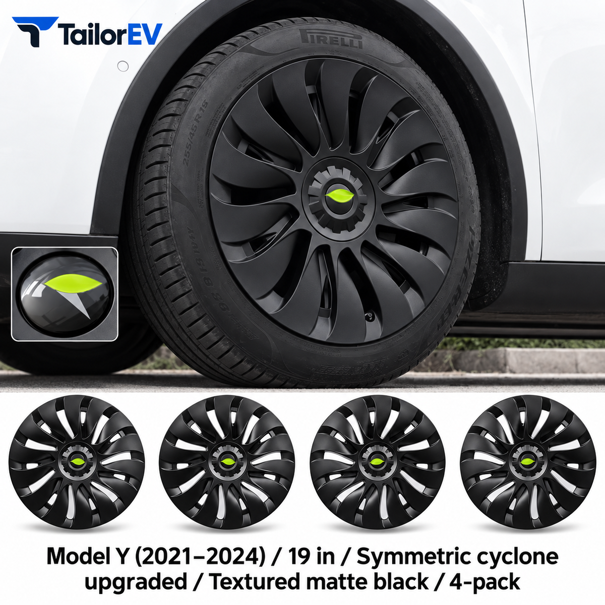 Tesla Model Y & Model 3 Full-Cover Wheel Caps, 4-Pack — photo 21
