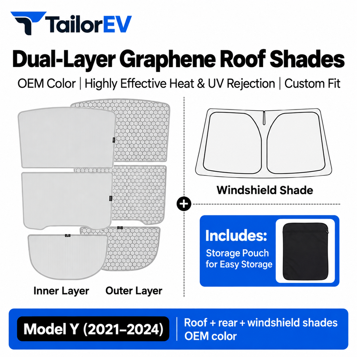 Tesla Model Y / Model Y L / Model 3 Panoramic Roof Sunshade Kit — photo 26