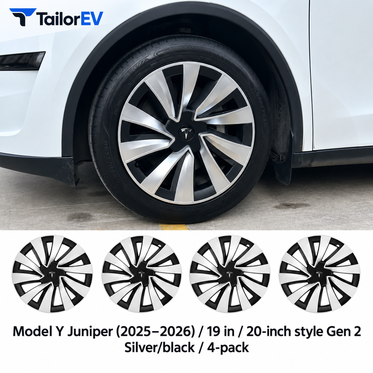 Tesla Model Y & Model 3 Full-Cover Wheel Caps, 4-Pack — photo 36