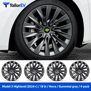 Tesla Model Y & Model 3 Full-Cover Wheel Caps, 4-Pack