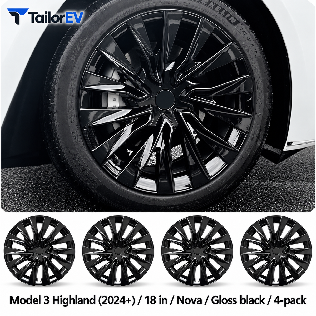 Tesla Model Y & Model 3 Full-Cover Wheel Caps, 4-Pack — photo 52
