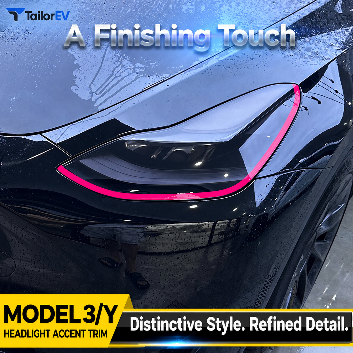 Headlight Accent Decals for Tesla Model 3 & Model Y product photo — photo 1