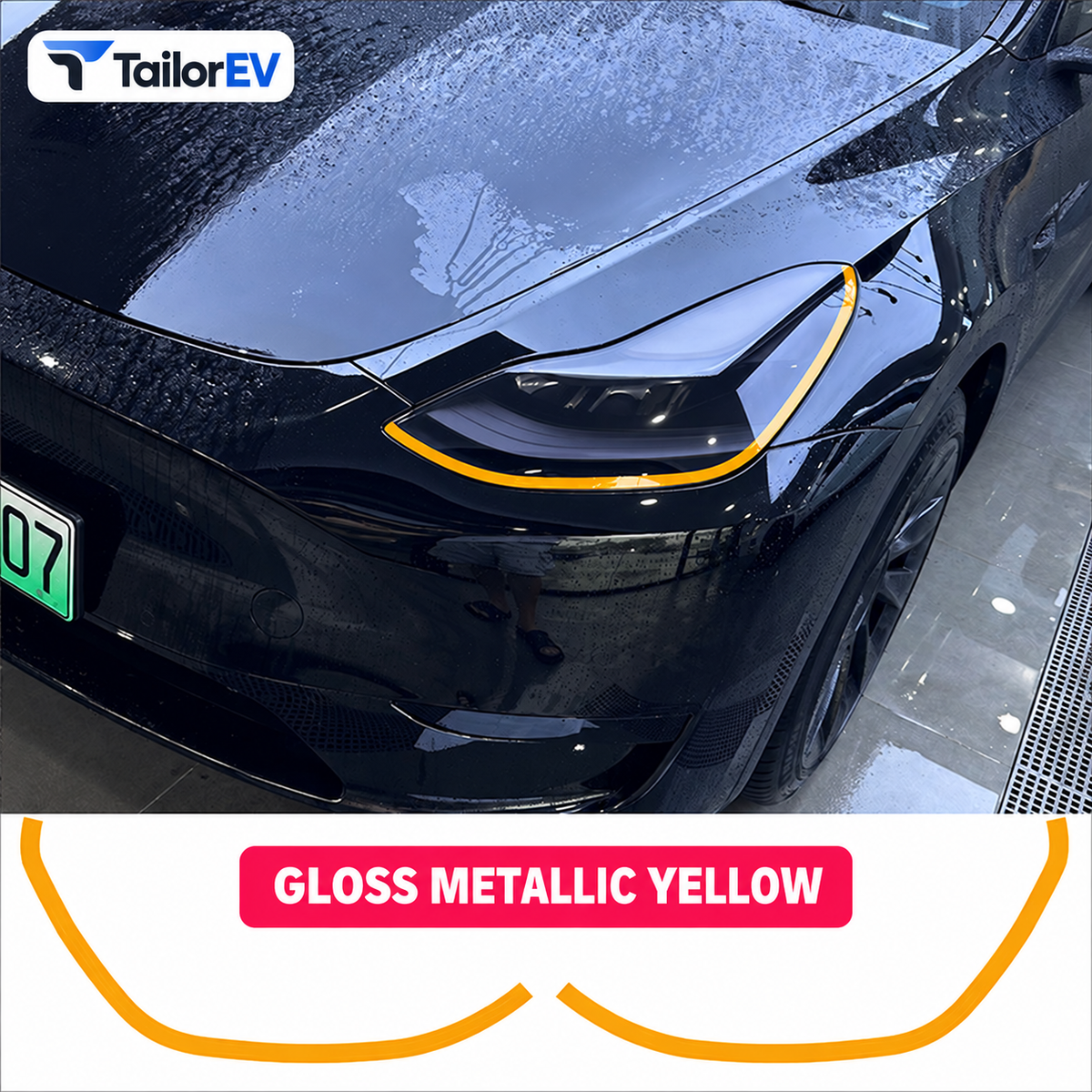 Headlight Accent Decals for Tesla Model 3 & Model Y product photo — photo 3