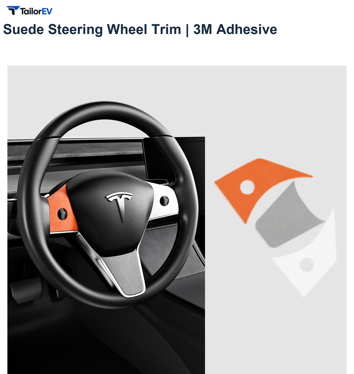 Suede Steering Wheel Trim Stickers for Tesla Model 3 & Y product photo — photo 7