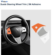 Suede Steering Wheel Trim Stickers for Tesla Model 3 & Y product photo