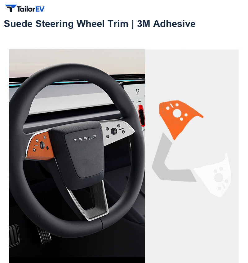 Suede Steering Wheel Trim Stickers for Tesla Model 3 & Y product photo — photo 8