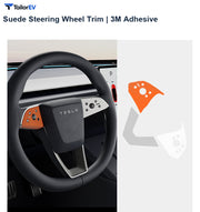 Suede Steering Wheel Trim Stickers for Tesla Model 3 & Y product photo