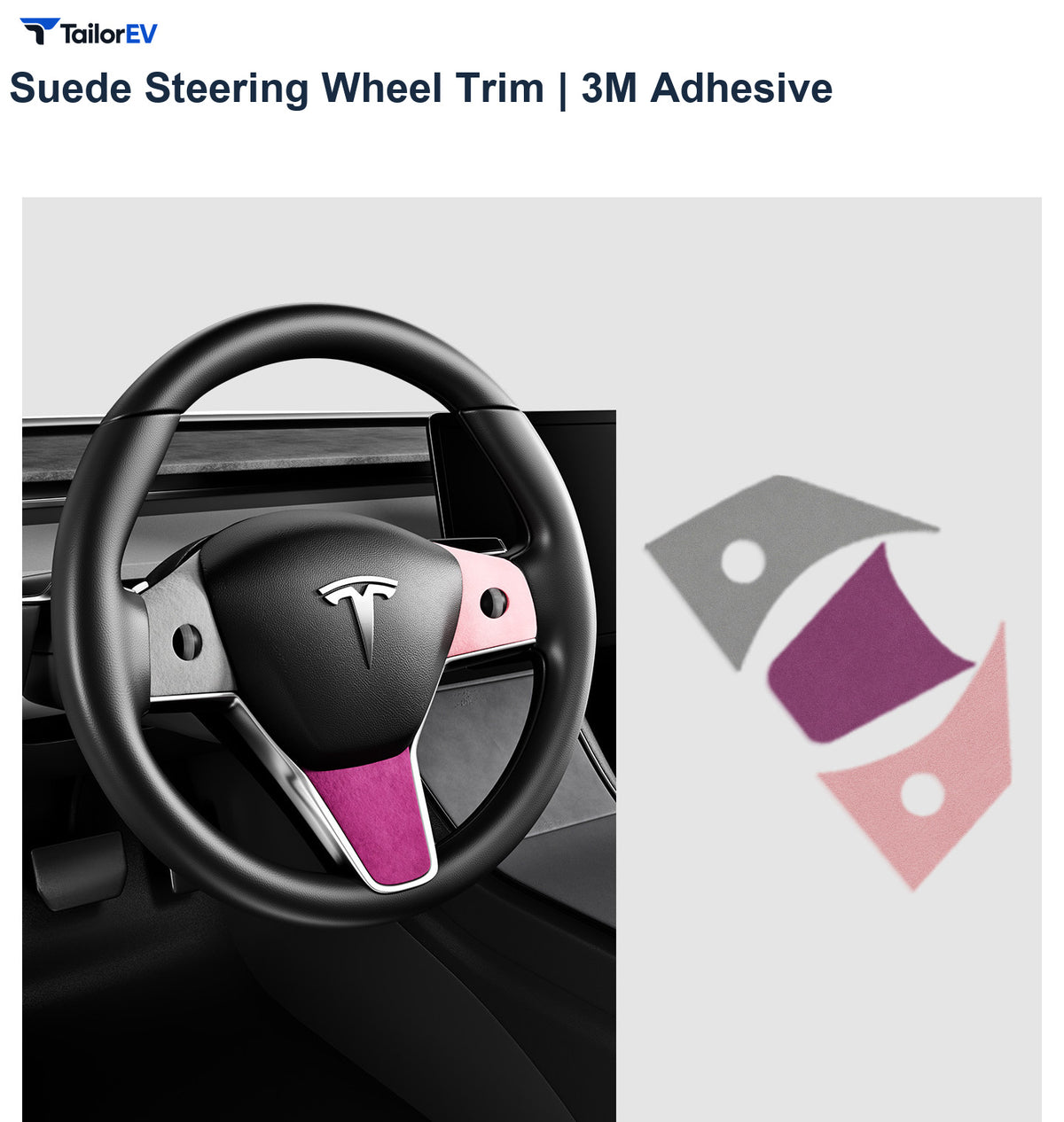 Suede Steering Wheel Trim Stickers for Tesla Model 3 & Y product photo — photo 9