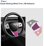Suede Steering Wheel Trim Stickers for Tesla Model 3 & Y product photo