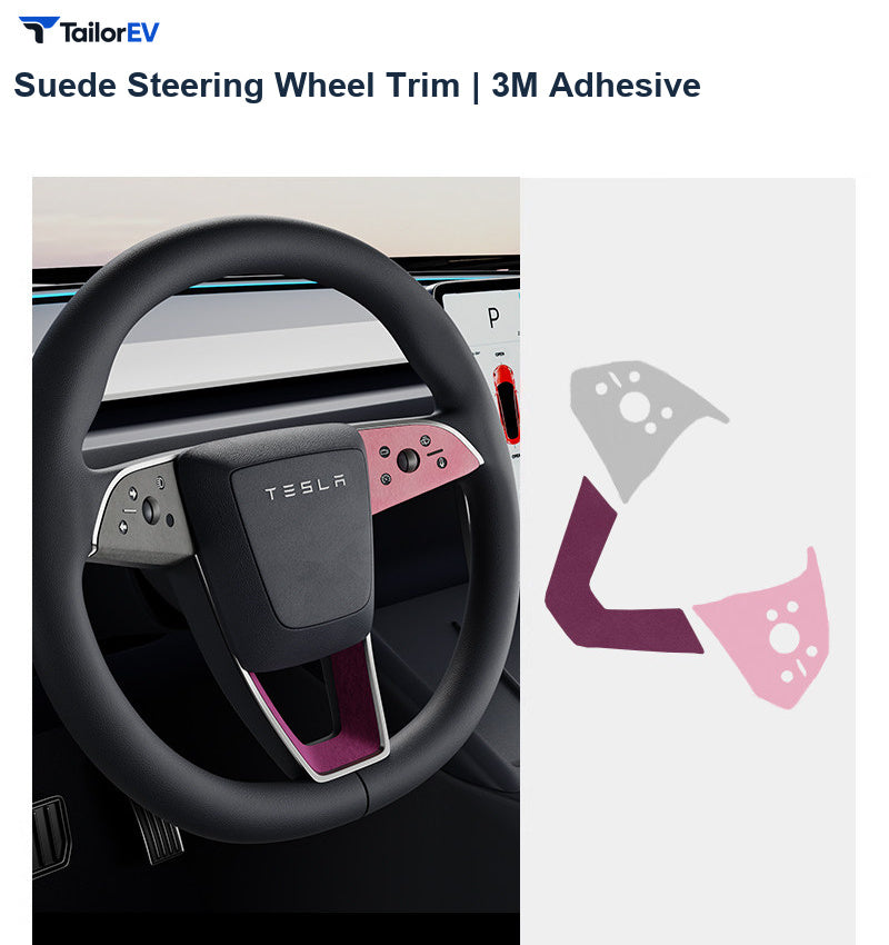 Suede Steering Wheel Trim Stickers for Tesla Model 3 & Y product photo — photo 10