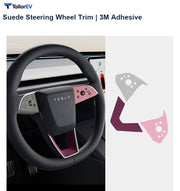 Suede Steering Wheel Trim Stickers for Tesla Model 3 & Y product photo