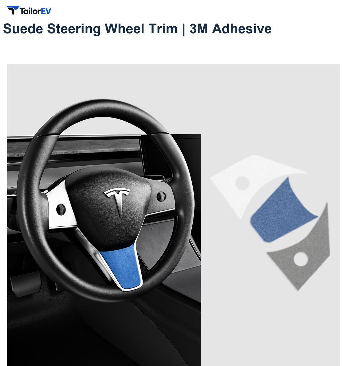 Suede Steering Wheel Trim Stickers for Tesla Model 3 & Y product photo — photo 11