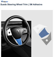 Suede Steering Wheel Trim Stickers for Tesla Model 3 & Y product photo