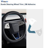 Suede Steering Wheel Trim Stickers for Tesla Model 3 & Y product photo