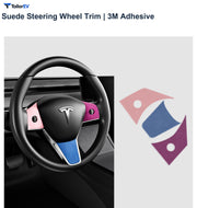 Suede Steering Wheel Trim Stickers for Tesla Model 3 & Y product photo