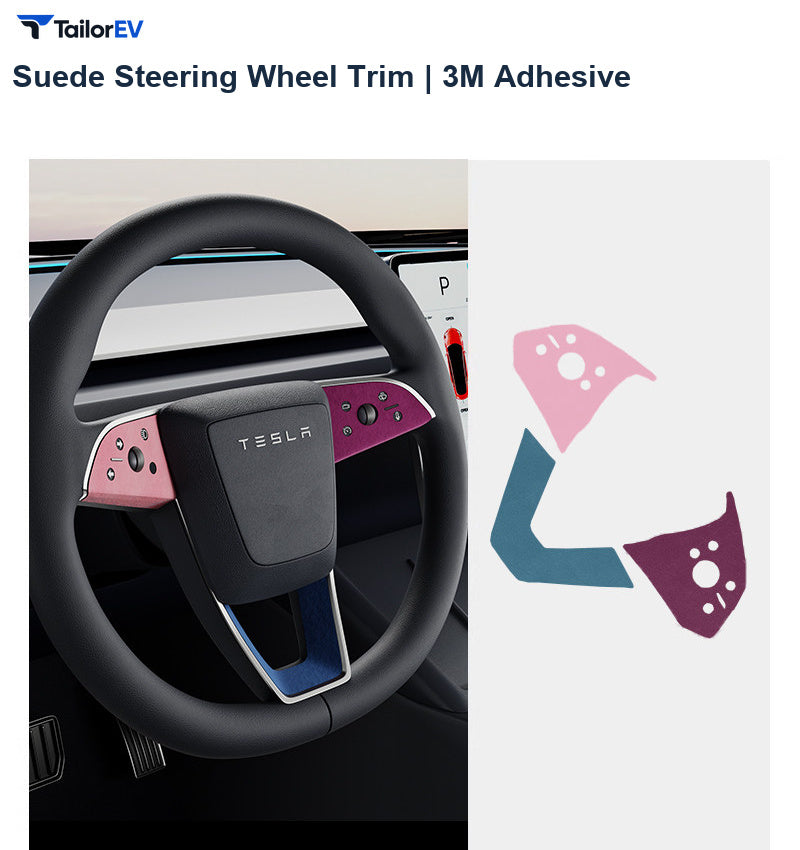 Suede Steering Wheel Trim Stickers for Tesla Model 3 & Y product photo — photo 14
