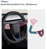 Suede Steering Wheel Trim Stickers for Tesla Model 3 & Y product photo