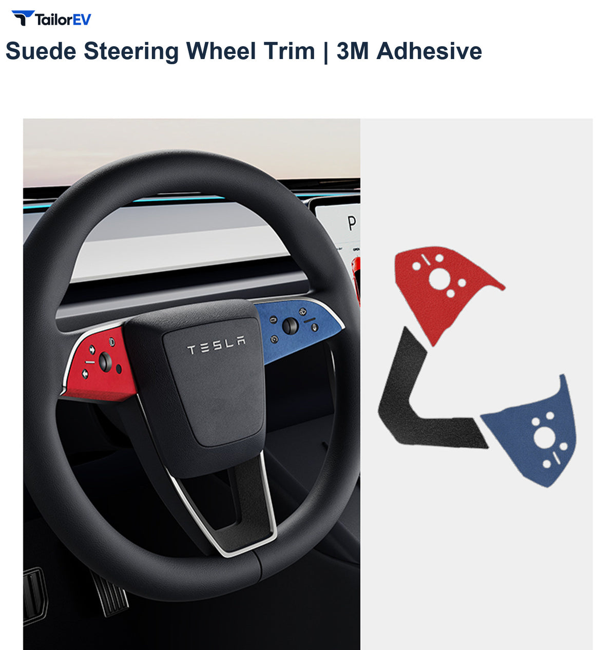 Suede Steering Wheel Trim Stickers for Tesla Model 3 & Y product photo — photo 16