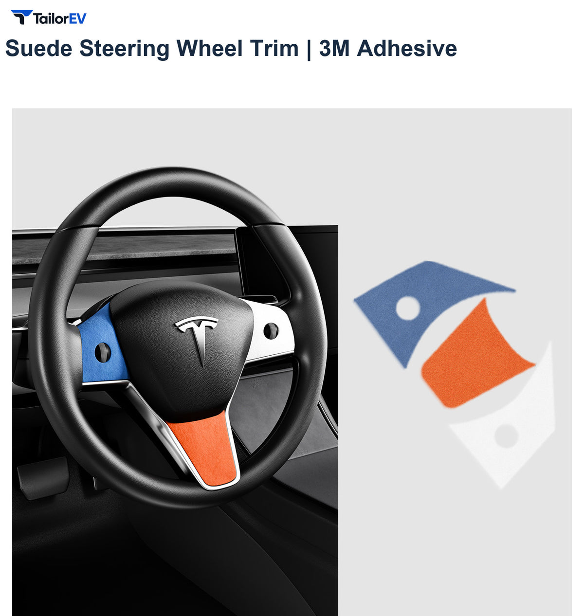 Suede Steering Wheel Trim Stickers for Tesla Model 3 & Y product photo — photo 17