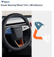 Suede Steering Wheel Trim Stickers for Tesla Model 3 & Y product photo