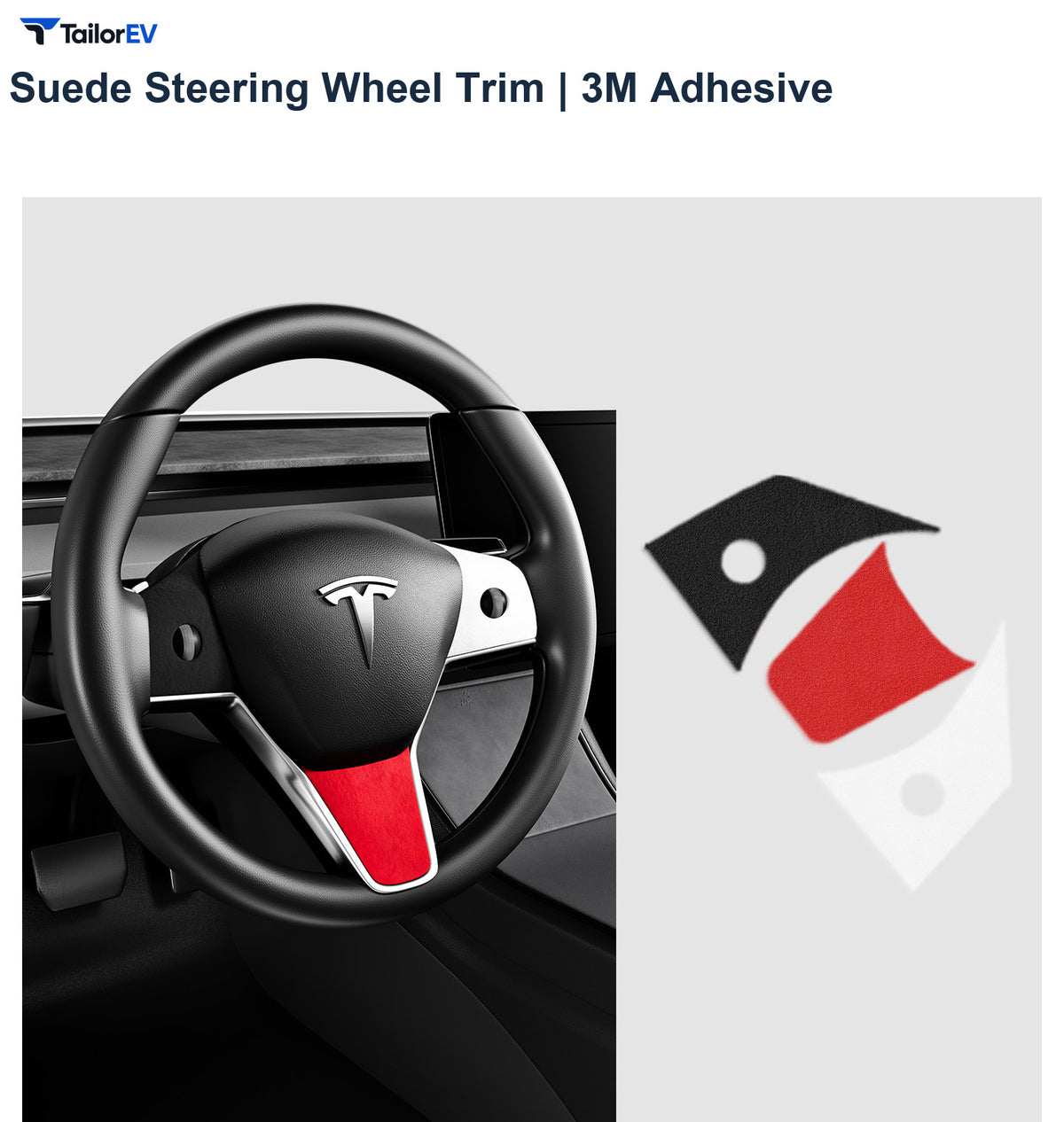 Suede Steering Wheel Trim Stickers for Tesla Model 3 & Y product photo — photo 19