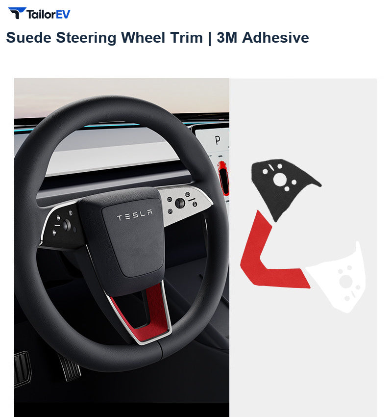 Suede Steering Wheel Trim Stickers for Tesla Model 3 & Y product photo — photo 20