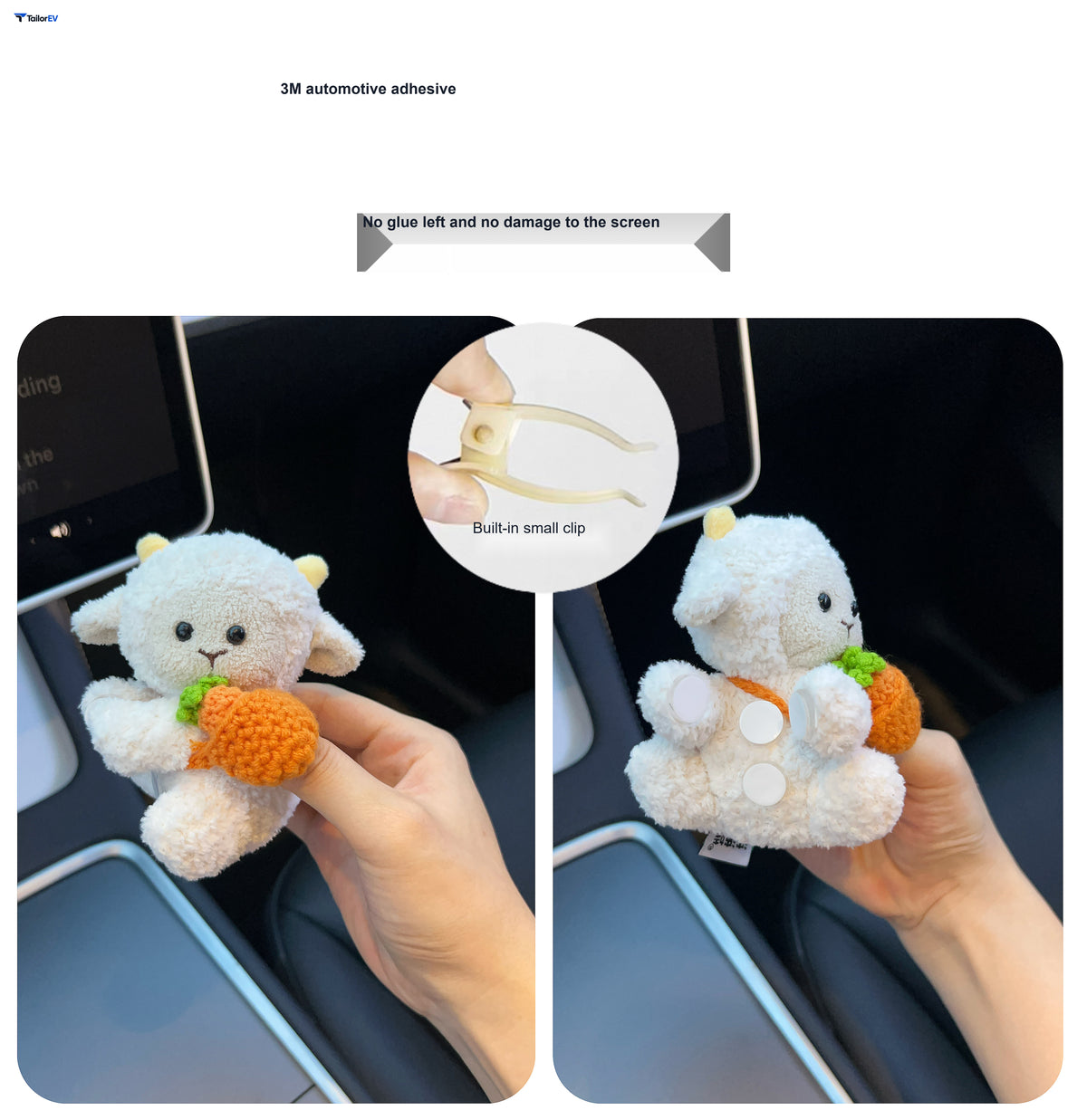 Plush Animal Screen Decorations for Tesla & Car Interiors product photo — photo 6