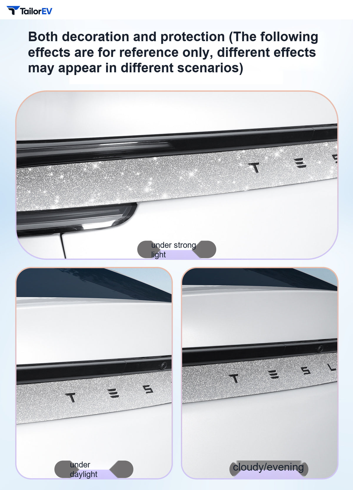 Glitter Rear Light Panel & Handle Decals for Tesla Model Y product photo — photo 3
