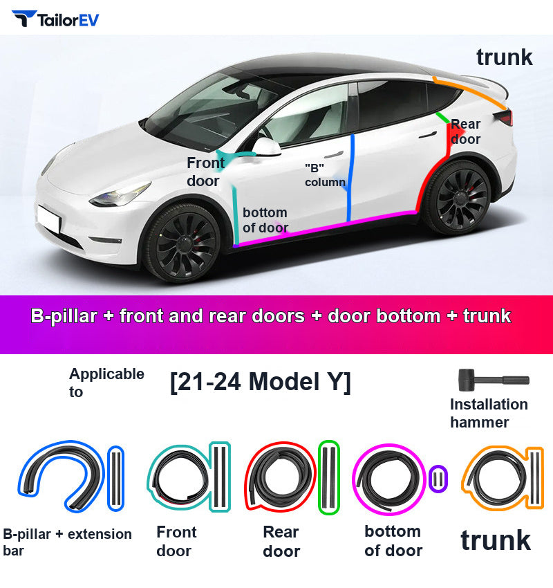 Door Seal Kits & B-Pillar Seals for Tesla Model 3, Y & Y L product photo — photo 11