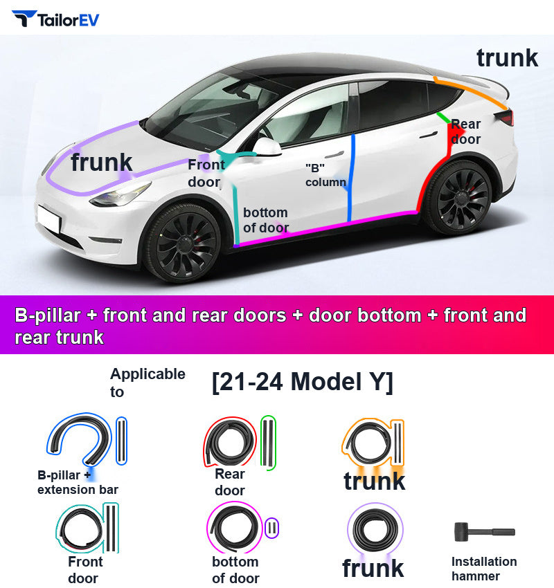 Door Seal Kits & B-Pillar Seals for Tesla Model 3, Y & Y L product photo — photo 12