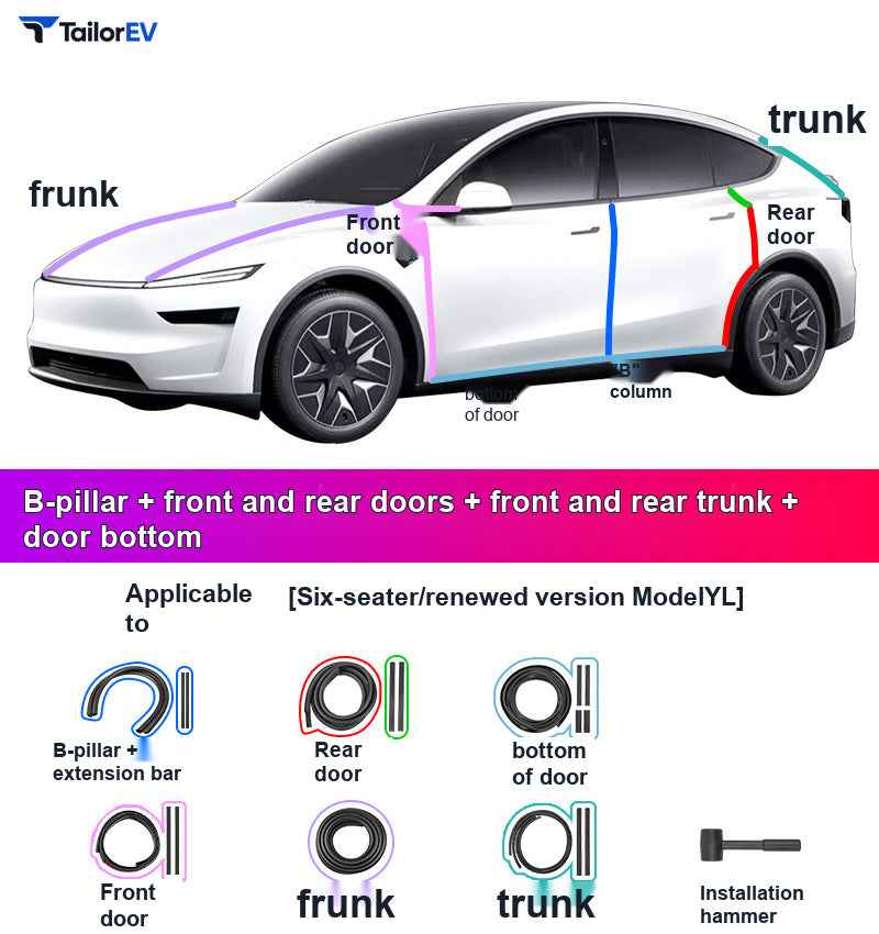 Door Seal Kits & B-Pillar Seals for Tesla Model 3, Y & Y L product photo — photo 23